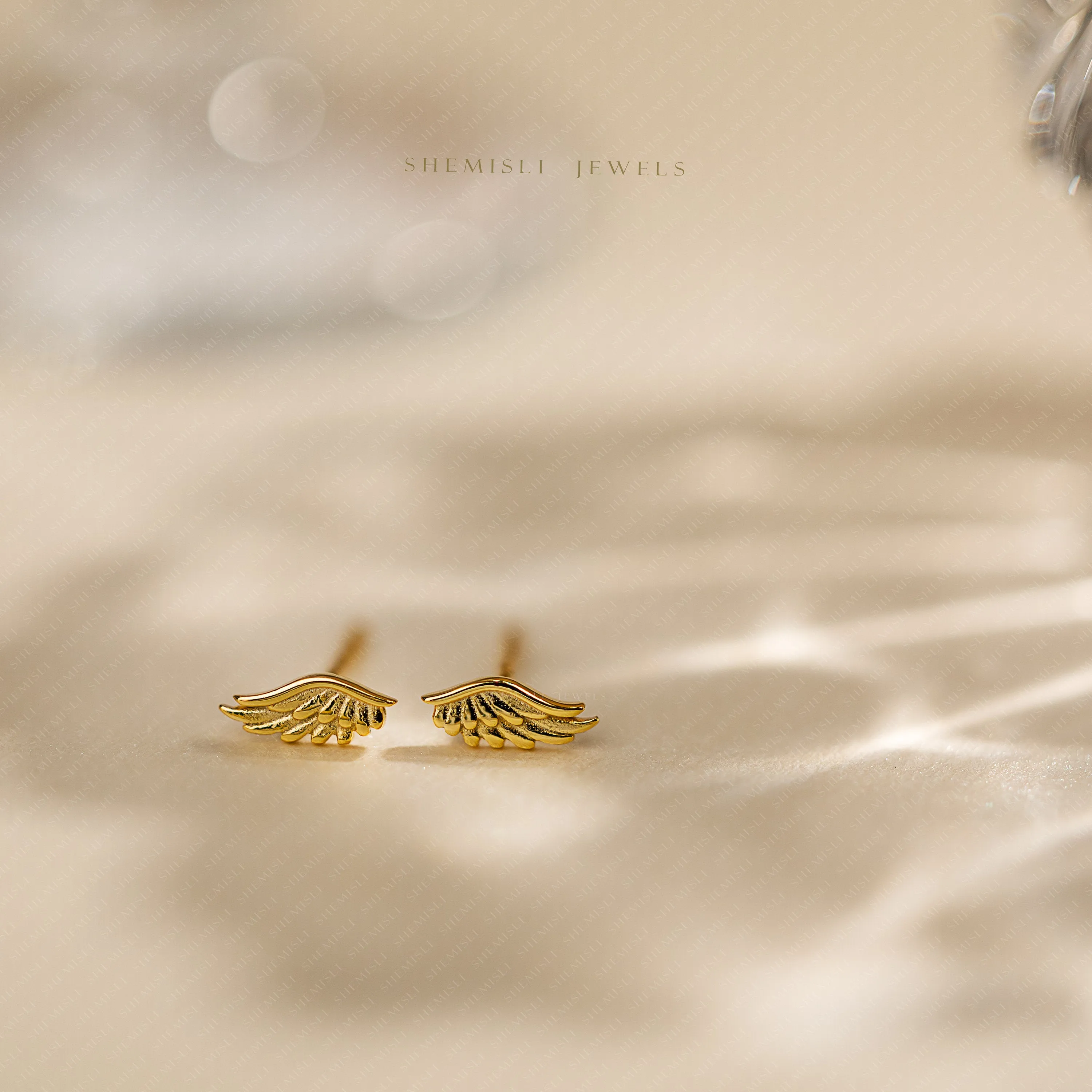 Tiny Angel Wing Stud Earrings, Unisex, Gold, Silver SS649 Butterfly End, SS650 Screw Ball End (Type A) LR