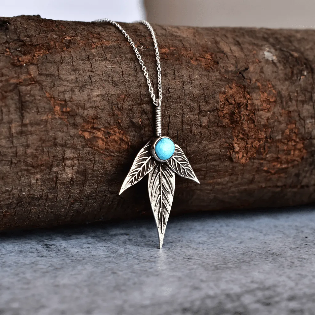 Trio Leaf - Turquoise Necklace