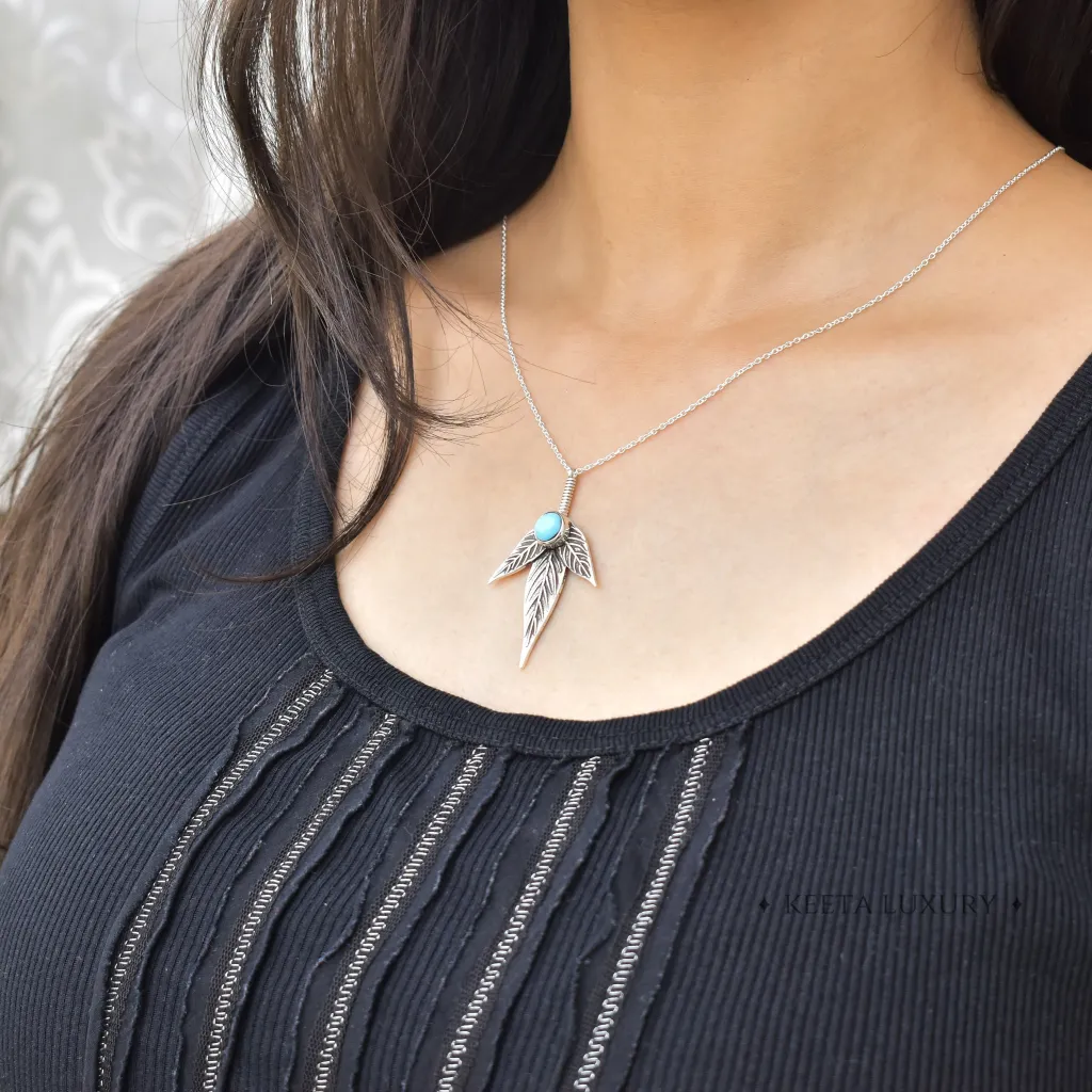 Trio Leaf - Turquoise Necklace