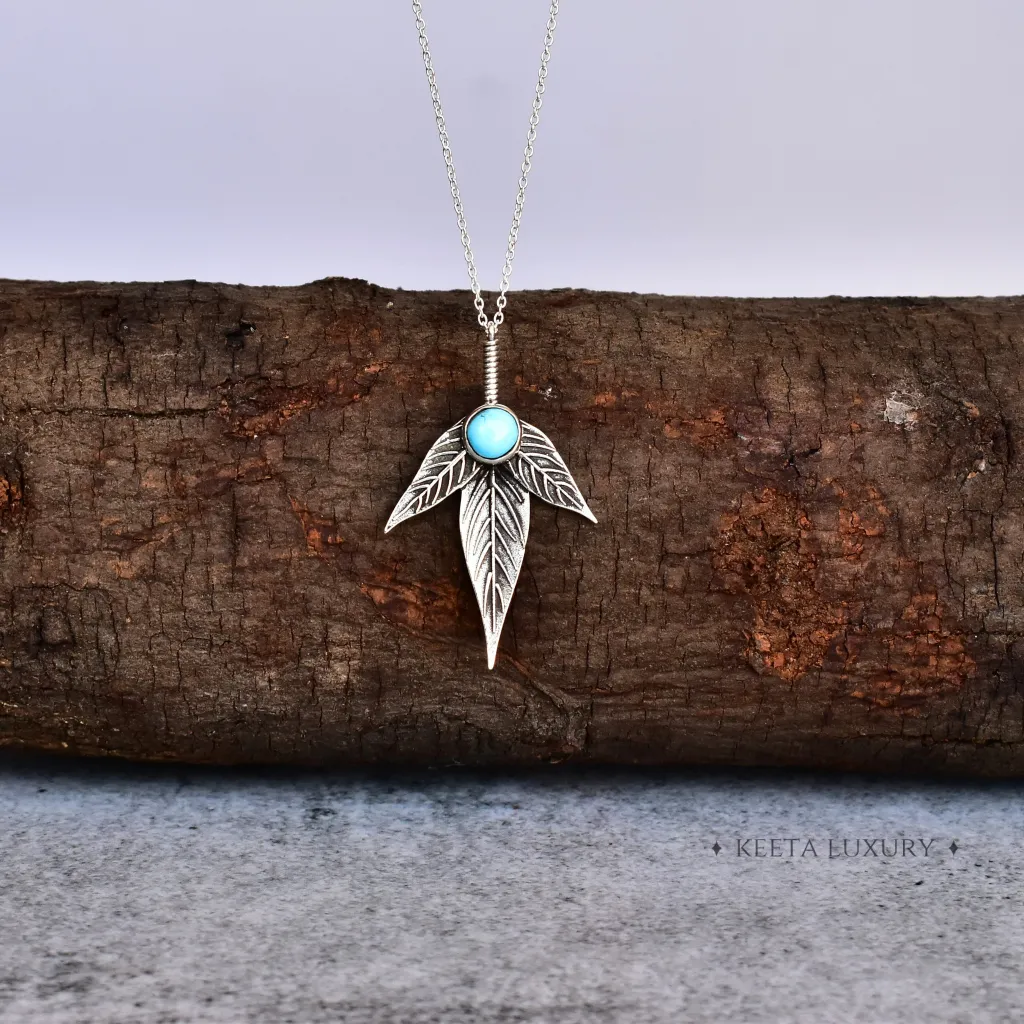 Trio Leaf - Turquoise Necklace