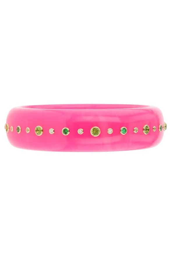 Tsavorite Pink Bakelite Bangle Bracelet