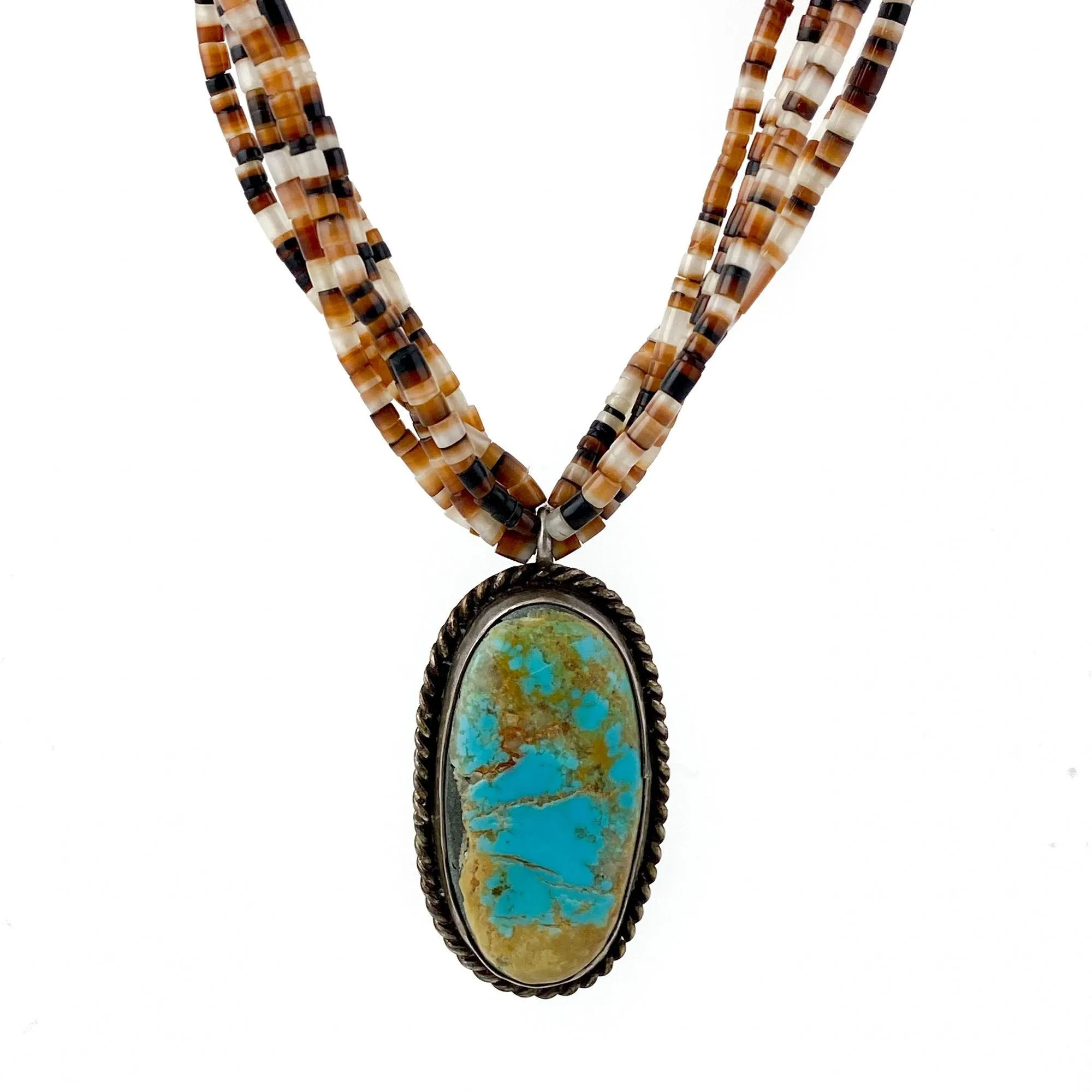 Turquoise Pendant Heishi Necklace