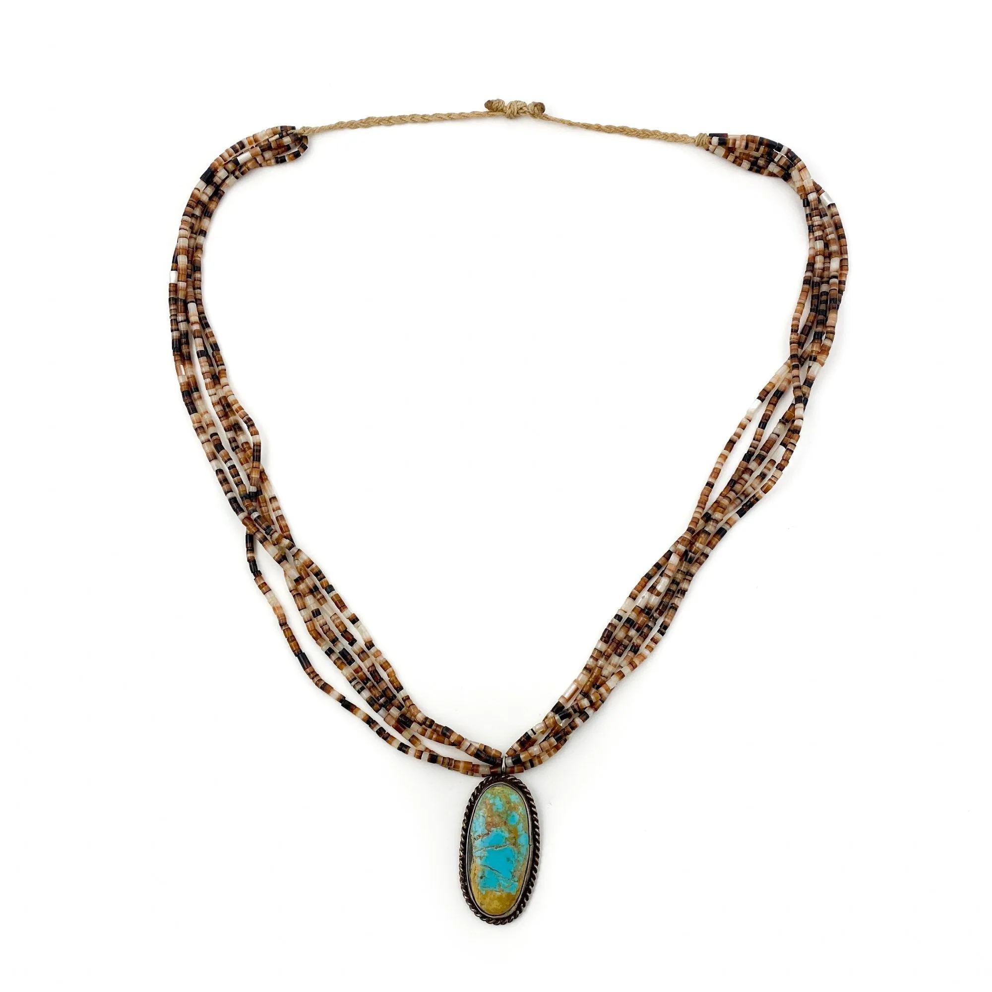 Turquoise Pendant Heishi Necklace