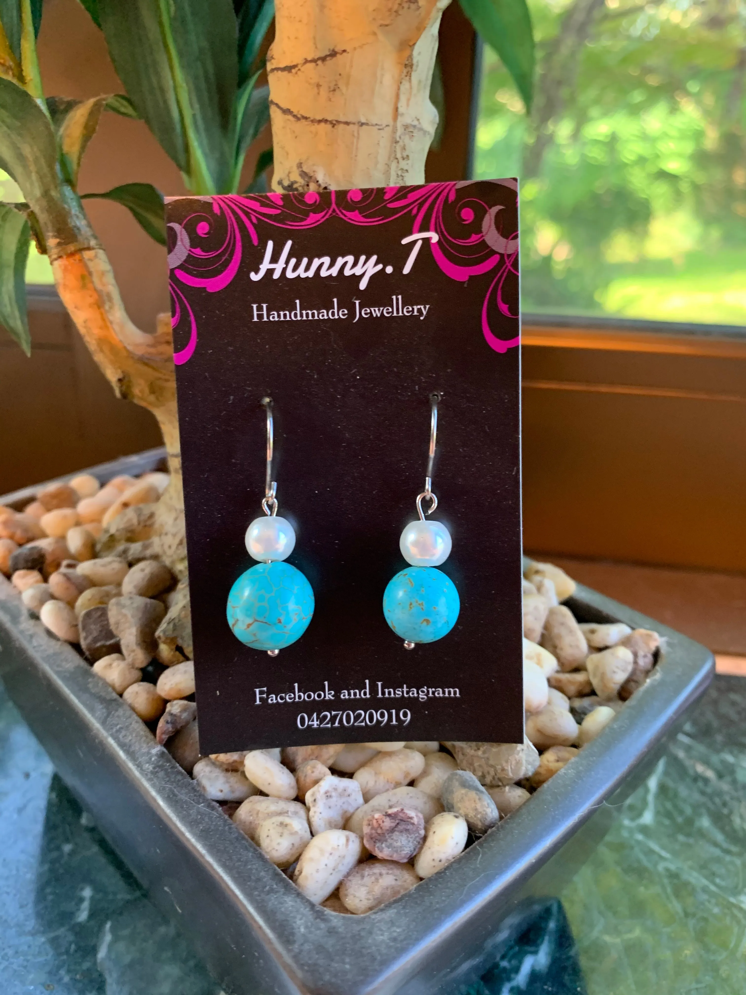 Turquoise with Pearl Earrings