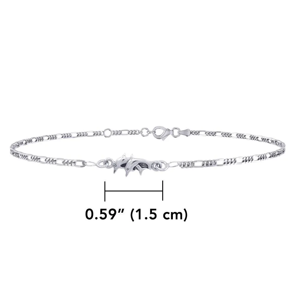 Twin Dolphins Silver Anklet: 925 Real Silver