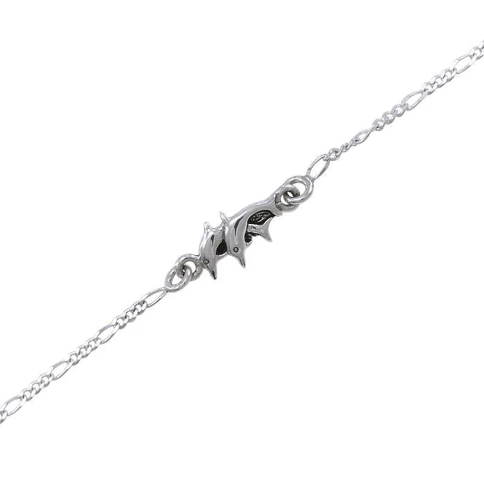 Twin Dolphins Silver Anklet: 925 Real Silver