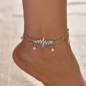 Two-Piece Popular Double-Layer Pearl Anklet