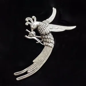 Vintage 40s Los Castillo Sterling Bird Brooch, Large Aztec Quetzacoatl Pin