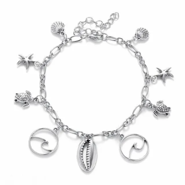 Vintage Anklets for Women Starfish Shell Pendant Anklet Summer Beach Foot Ankle Bohemian Anklet