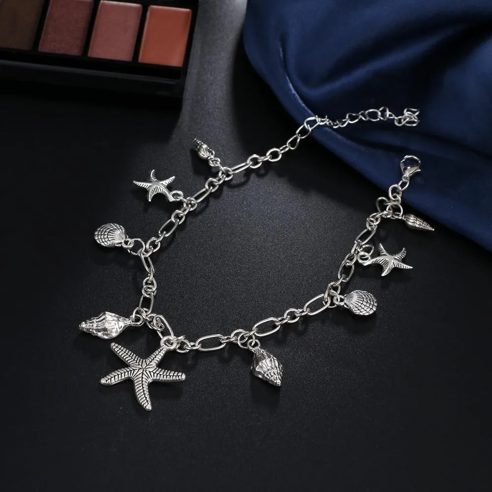 Vintage Anklets for Women Starfish Shell Pendant Anklet Summer Beach Foot Ankle Bohemian Anklet