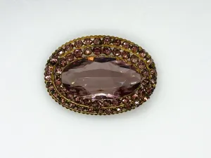 Vintage Czech Layered Brooch with Shades of Violet Stones