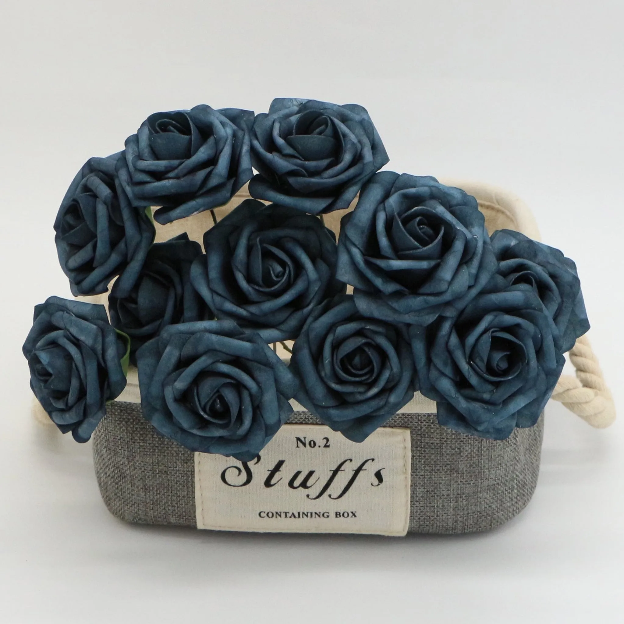 Vintage Dark Blue Foam Roses Dusty Blue Flowers