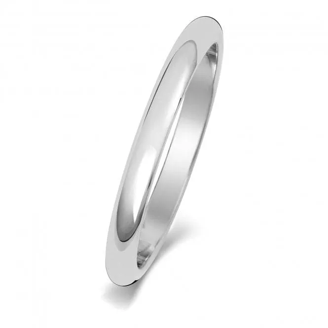 Wedding Band  9ct D Shape 2mm Wedding  Ring W101WH