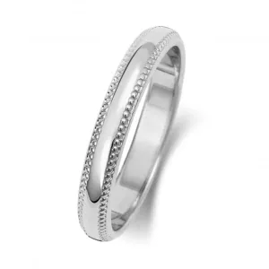 Wedding Band 9K D Shape Millgrain 3mm-1.7 Wedding  Ring W183WH