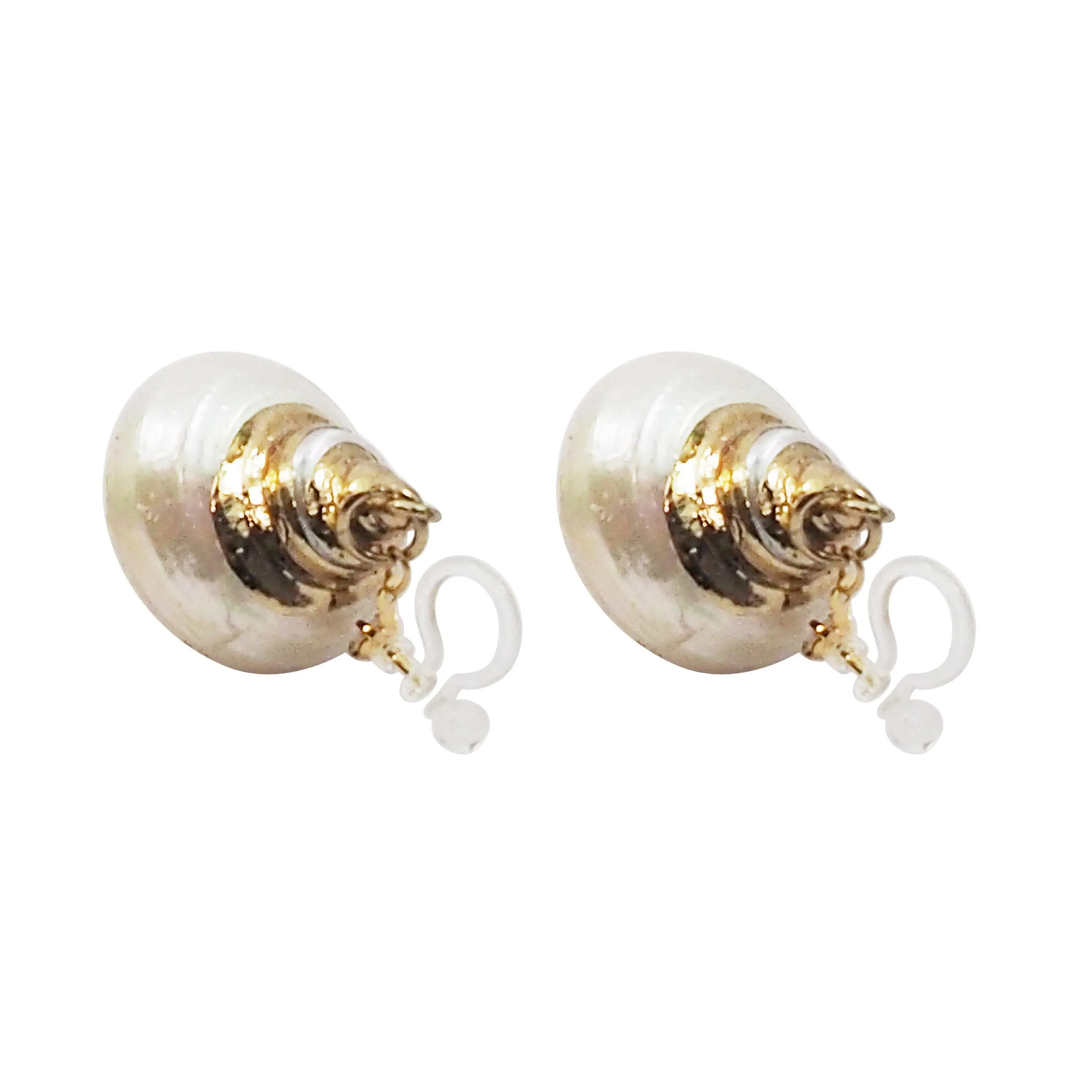 White Shell Invisible Clip On Earrings