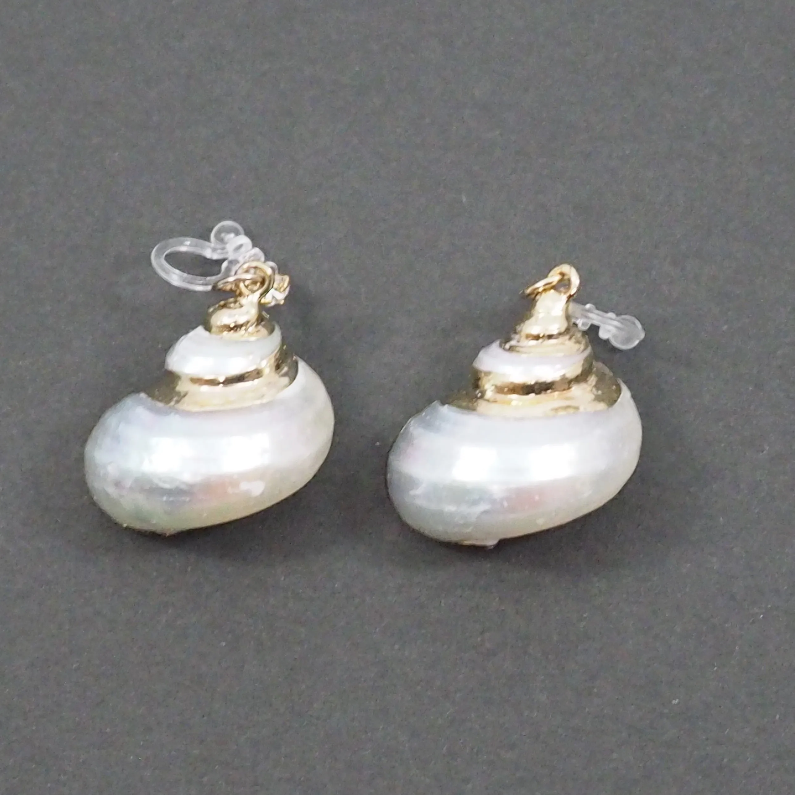 White Shell Invisible Clip On Earrings