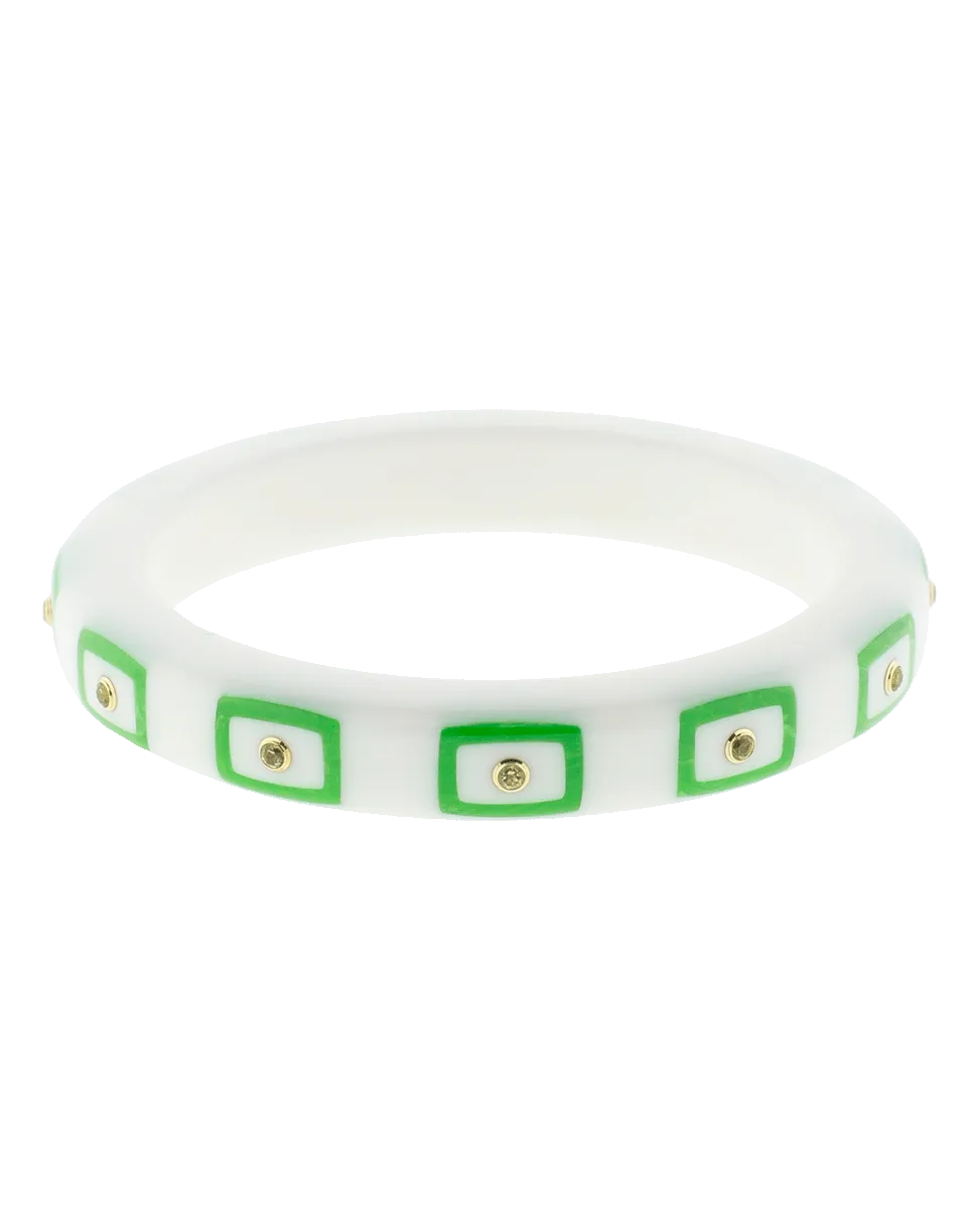 White Staron And Green Bakelite Bangle