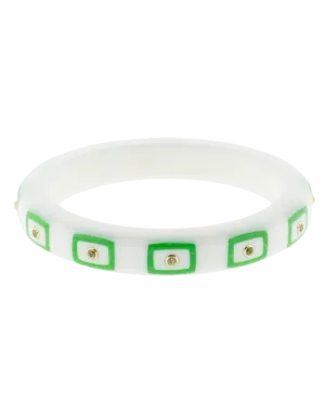 White Staron And Green Bakelite Bangle