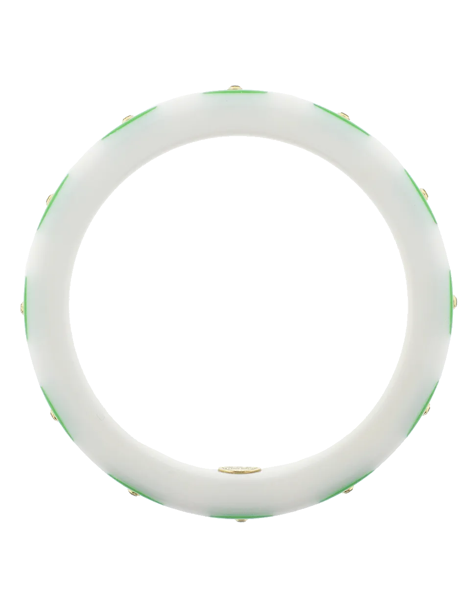 White Staron And Green Bakelite Bangle