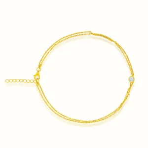 Women's Vermeil Bezel Single Diamond Anklet