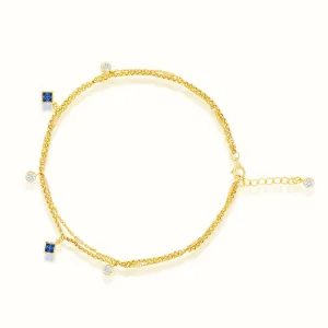 Women's Vermeil Blue Diamond Anklet